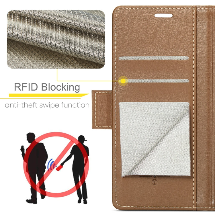 For Xiaomi 14T Pro CaseMe 023 Butterfly Buckle Litchi Texture RFID Anti-theft Leather Phone Case(Brown)