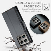 For Xiaomi 14T Pro CaseMe 023 Butterfly Buckle Litchi Texture RFID Anti-theft Leather Phone Case(Black)