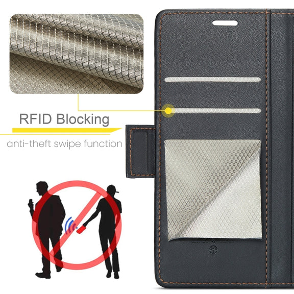 For Xiaomi 14T Pro CaseMe 023 Butterfly Buckle Litchi Texture RFID Anti-theft Leather Phone Case(Black)