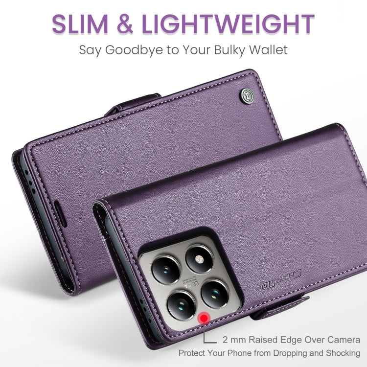 For Xiaomi 14T Pro CaseMe 023 Butterfly Buckle Litchi Texture RFID Anti-theft Leather Phone Case(Purple)