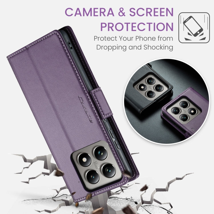 For Xiaomi 14T Pro CaseMe 023 Butterfly Buckle Litchi Texture RFID Anti-theft Leather Phone Case(Purple)