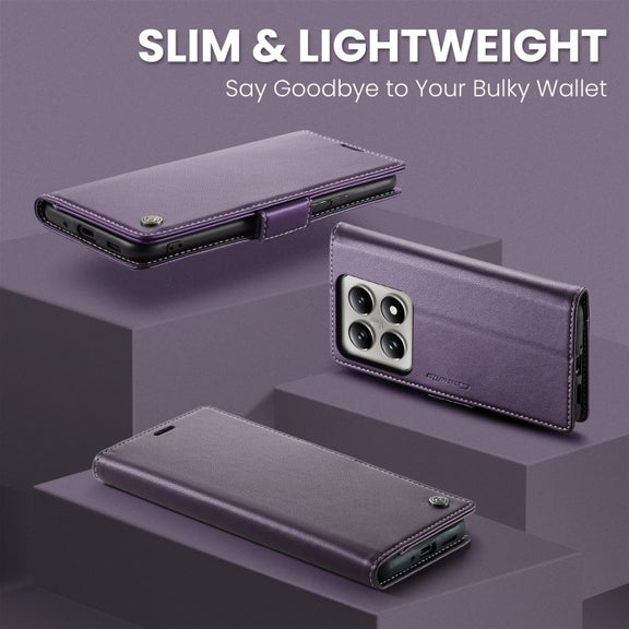 For Xiaomi 14T Pro CaseMe 023 Butterfly Buckle Litchi Texture RFID Anti-theft Leather Phone Case(Purple)