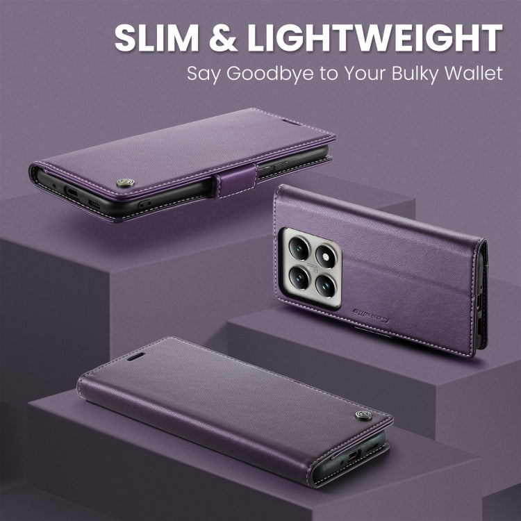 For Xiaomi 14T Pro CaseMe 023 Butterfly Buckle Litchi Texture RFID Anti-theft Leather Phone Case(Purple)