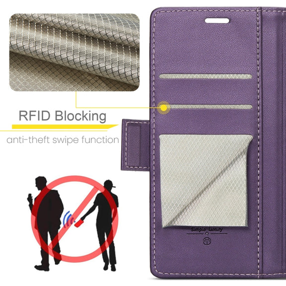 For Xiaomi 14T Pro CaseMe 023 Butterfly Buckle Litchi Texture RFID Anti-theft Leather Phone Case(Purple)