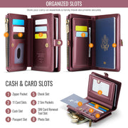CaseMe-Me60 Multi-functional Anti-theft Swipe Passport Wallet(Red)
