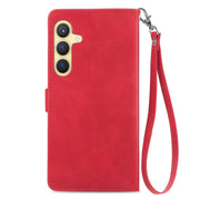 For Samsung Galaxy S25 5G Embossed Flower Zipper Leather Phone Case(Red)