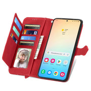 For Samsung Galaxy S25+ 5G Embossed Flower Zipper Leather Phone Case(Red)