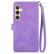For Samsung Galaxy S25+ 5G Embossed Flower Zipper Leather Phone Case(Purple)
