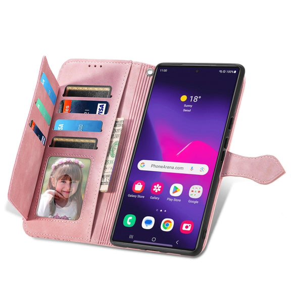 For Samsung Galaxy S25 Ultra 5G Embossed Flower Zipper Leather Phone Case(Pink)