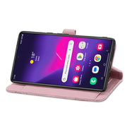 For Samsung Galaxy S25 Ultra 5G Embossed Flower Zipper Leather Phone Case(Pink)