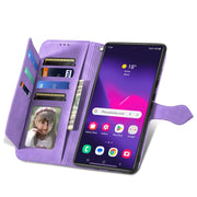 For Samsung Galaxy S25 Ultra 5G Embossed Flower Zipper Leather Phone Case(Purple)