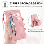 For Samsung Galaxy S25 Ultra 5G Embossed Flower Zipper Leather Phone Case(Brown)