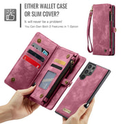 For Samsung Galaxy S25 Ultra 5G CaseMe 008 Detachable Multifunctional Leather Phone Case(Wine Red)