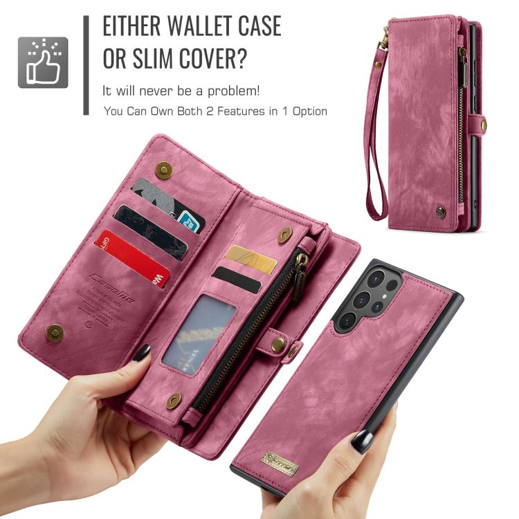 For Samsung Galaxy S25 Ultra 5G CaseMe 008 Detachable Multifunctional Leather Phone Case(Wine Red)