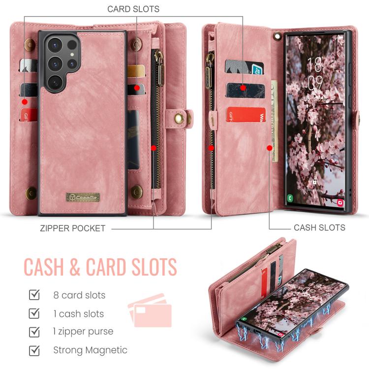 For Samsung Galaxy S25 Ultra 5G CaseMe 008 Detachable Multifunctional Leather Phone Case(Pink) - free shipping - PMC Jewellery - Order now!