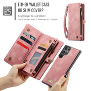 For Samsung Galaxy S25 Ultra 5G CaseMe 008 Detachable Multifunctional Leather Phone Case(Pink)