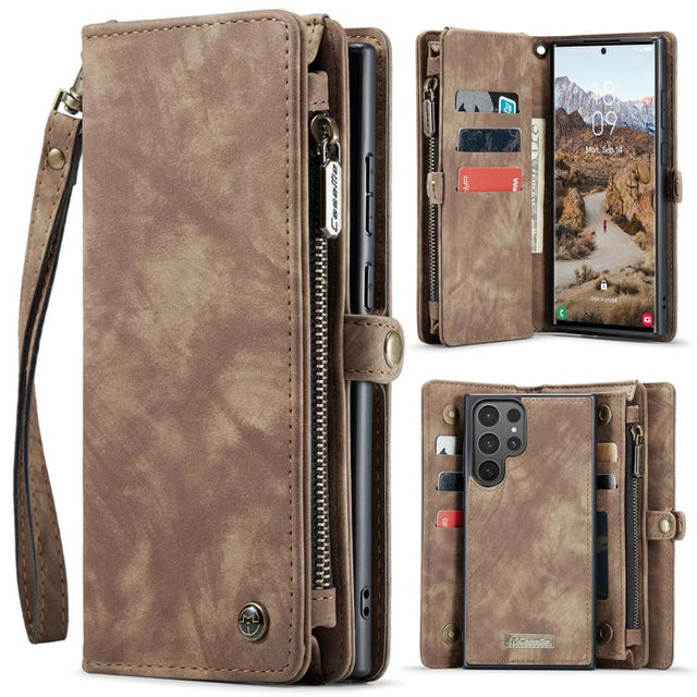 For Samsung Galaxy S25 Ultra 5G CaseMe 008 Detachable Multifunctional Leather Phone Case(Brown)