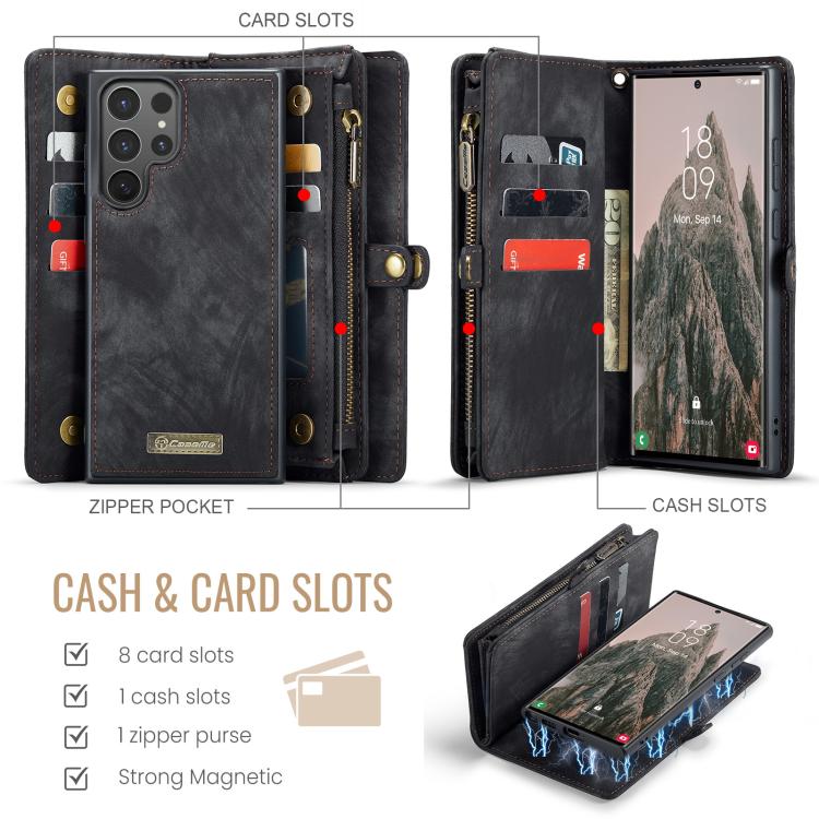 For Samsung Galaxy S25 Ultra 5G CaseMe 008 Detachable Multifunctional Leather Phone Case(Black) - free shipping - PMC Jewellery - Order now!