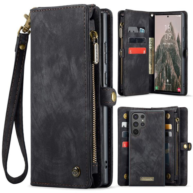 For Samsung Galaxy S25 Ultra 5G CaseMe 008 Detachable Multifunctional Leather Phone Case(Black)