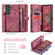 For Samsung Galaxy S25 5G CaseMe 008 Detachable Multifunctional Leather Phone Case(Wine Red)