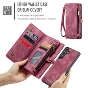 For Samsung Galaxy S25 5G CaseMe 008 Detachable Multifunctional Leather Phone Case(Wine Red)