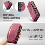 For Samsung Galaxy S25 5G CaseMe 008 Detachable Multifunctional Leather Phone Case(Wine Red)