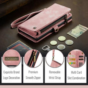 For Samsung Galaxy S25 5G CaseMe 008 Detachable Multifunctional Leather Phone Case(Pink)