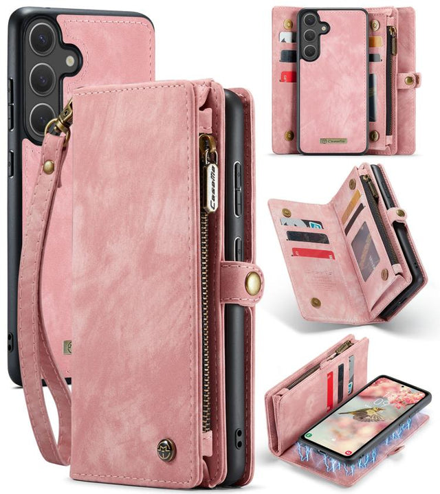For Samsung Galaxy S25 5G CaseMe 008 Detachable Multifunctional Leather Phone Case(Pink) - Galaxy S25 5G Cases by CaseMe | Online Shopping South Africa | PMC TechLife | Buy Now Pay Later Mobicred