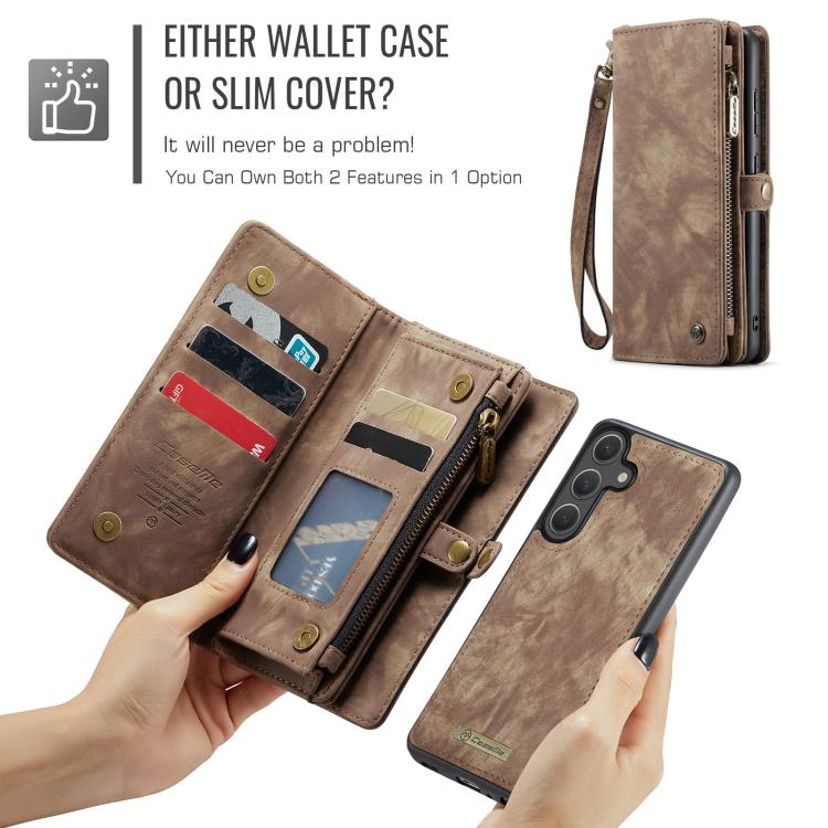For Samsung Galaxy S25 5G CaseMe 008 Detachable Multifunctional Leather Phone Case(Brown) - Galaxy S25 5G Cases by CaseMe | Online Shopping South Africa | PMC TechLife | Buy Now Pay Later Mobicred