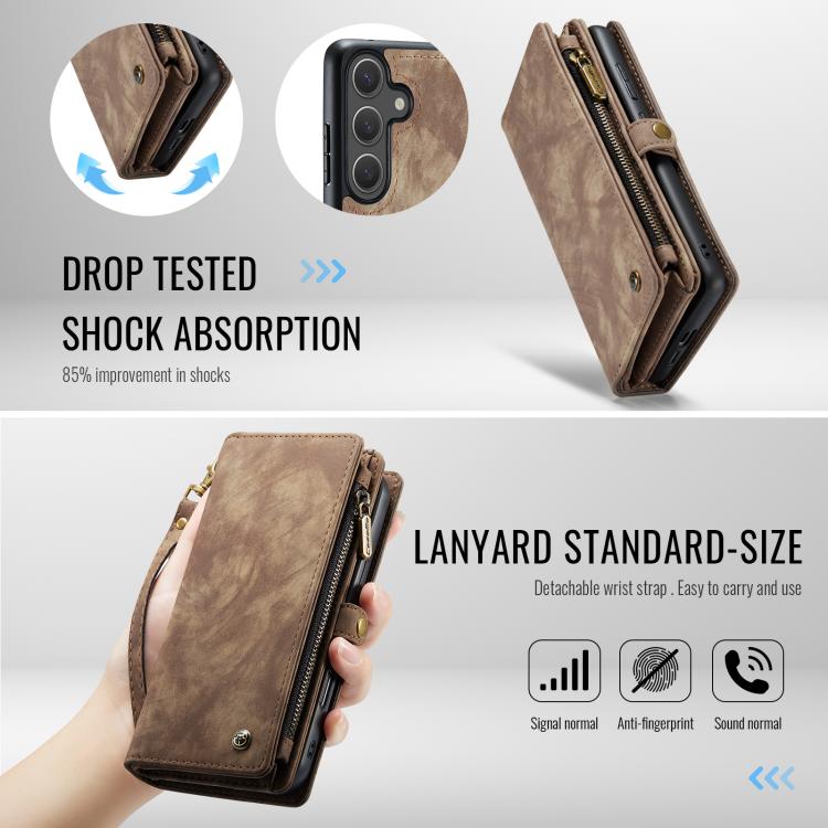 For Samsung Galaxy S25 5G CaseMe 008 Detachable Multifunctional Leather Phone Case(Brown) - Galaxy S25 5G Cases by CaseMe | Online Shopping South Africa | PMC TechLife | Buy Now Pay Later Mobicred