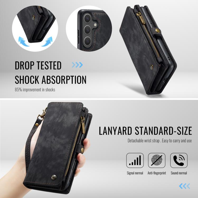 For Samsung Galaxy S25 5G CaseMe 008 Detachable Multifunctional Leather Phone Case(Black)