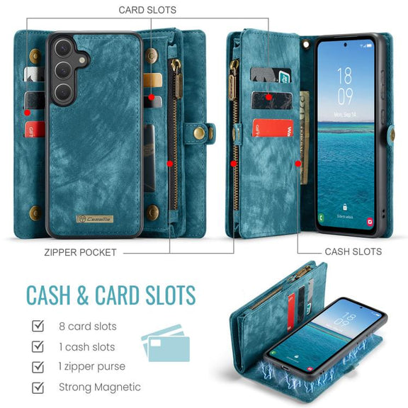 For Samsung Galaxy S25+ 5G CaseMe 008 Detachable Multifunctional Leather Phone Case(Blue)