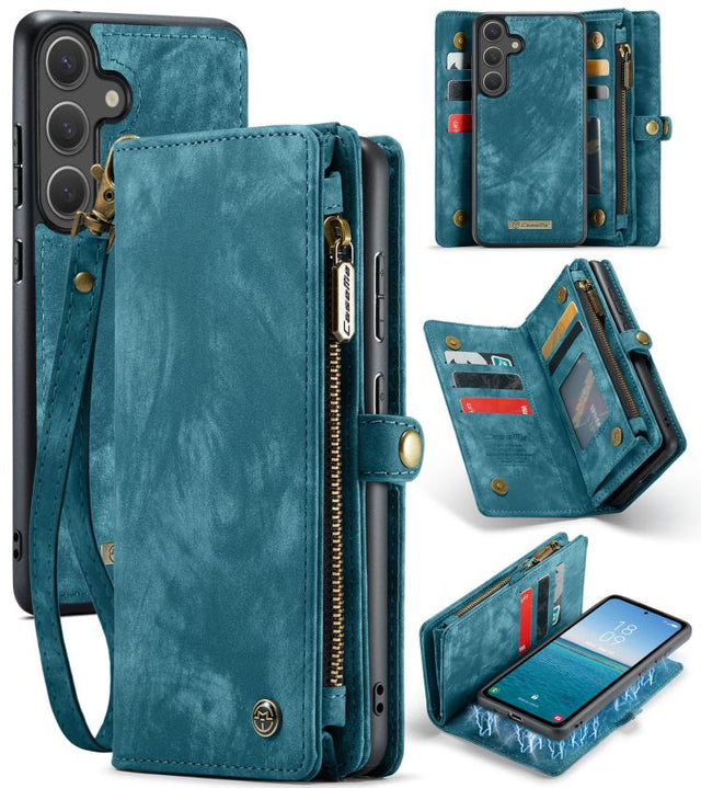 For Samsung Galaxy S25+ 5G CaseMe 008 Detachable Multifunctional Leather Phone Case(Blue)