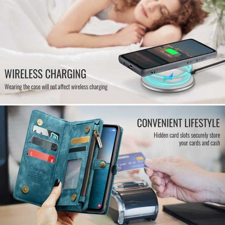 For Samsung Galaxy S25+ 5G CaseMe 008 Detachable Multifunctional Leather Phone Case(Blue)