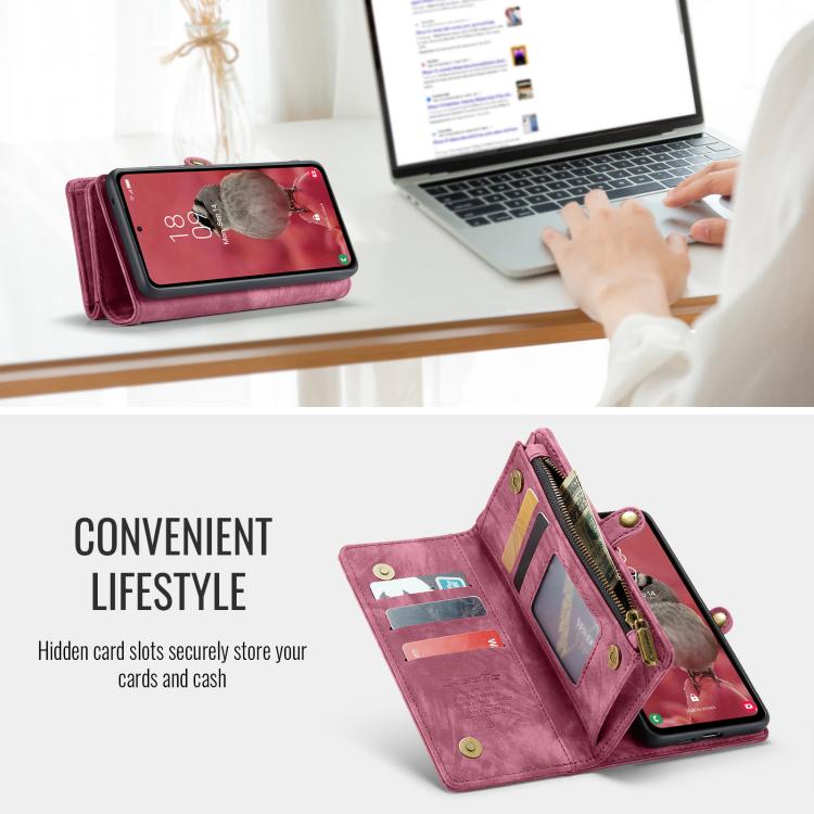For Samsung Galaxy S25+ 5G CaseMe 008 Detachable Multifunctional Leather Phone Case(Wine Red) - Galaxy S25+ 5G Cases by CaseMe | Online Shopping South Africa | PMC TechLife | Buy Now Pay Later Mobicred
