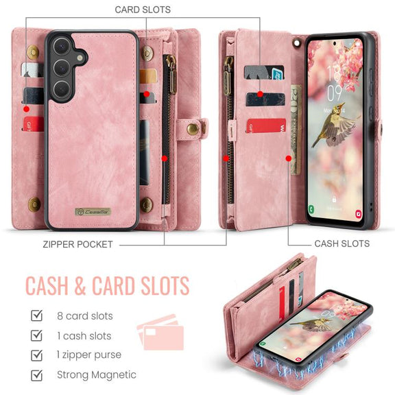 For Samsung Galaxy S25+ 5G CaseMe 008 Detachable Multifunctional Leather Phone Case(Pink)