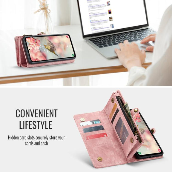 For Samsung Galaxy S25+ 5G CaseMe 008 Detachable Multifunctional Leather Phone Case(Pink)