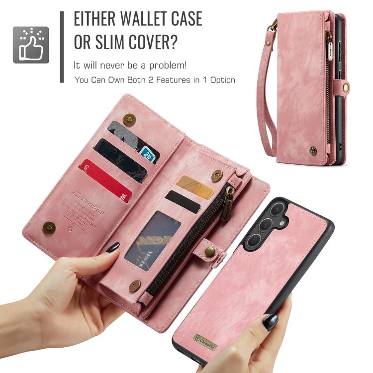 For Samsung Galaxy S25+ 5G CaseMe 008 Detachable Multifunctional Leather Phone Case(Pink) - Galaxy S25+ 5G Cases by CaseMe | Online Shopping South Africa | PMC TechLife | Buy Now Pay Later Mobicred