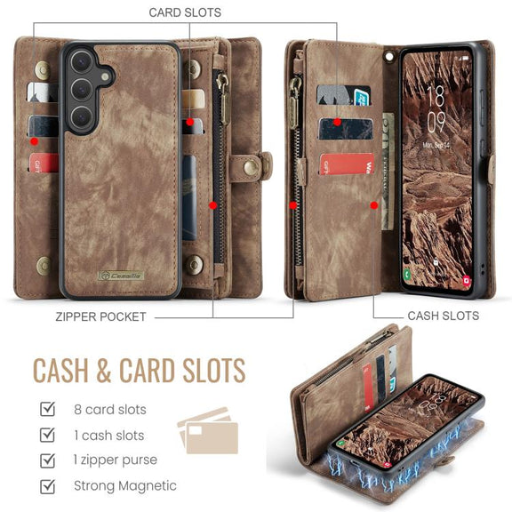 For Samsung Galaxy S25+ 5G CaseMe 008 Detachable Multifunctional Leather Phone Case(Brown)