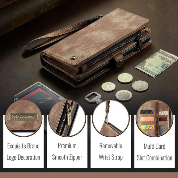 For Samsung Galaxy S25+ 5G CaseMe 008 Detachable Multifunctional Leather Phone Case(Brown)