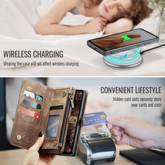 For Samsung Galaxy S25+ 5G CaseMe 008 Detachable Multifunctional Leather Phone Case(Brown)