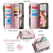 For Samsung Galaxy A16 5G CaseMe C36 Card Slots Zipper Wallet RFID Anti-theft Leather Phone Case(Pink)