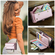 For Samsung Galaxy A16 5G CaseMe C36 Card Slots Zipper Wallet RFID Anti-theft Leather Phone Case(Pink)