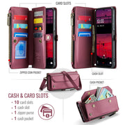 For Samsung Galaxy A16 5G CaseMe C36 Card Slots Zipper Wallet RFID Anti-theft Leather Phone Case(Red)