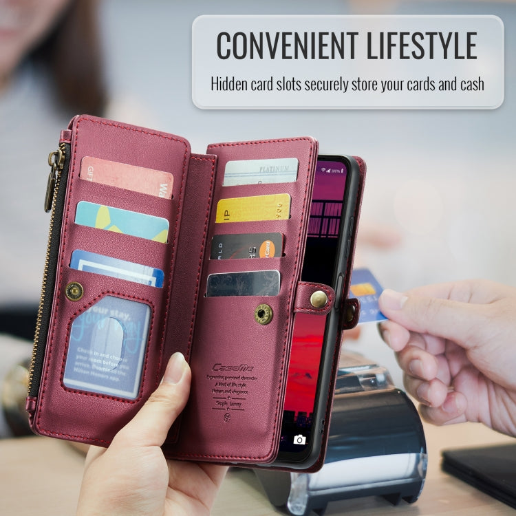 For Samsung Galaxy A16 5G CaseMe C36 Card Slots Zipper Wallet RFID Anti-theft Leather Phone Case(Red)