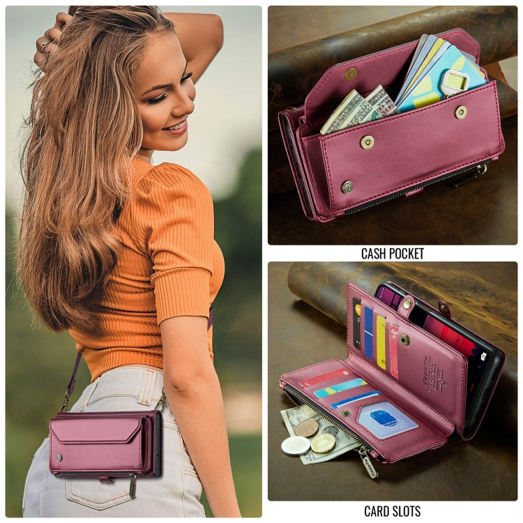 For Samsung Galaxy A16 5G CaseMe C36 Card Slots Zipper Wallet RFID Anti-theft Leather Phone Case(Red)