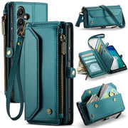 For Samsung Galaxy A16 5G CaseMe C36 Card Slots Zipper Wallet RFID Anti-theft Leather Phone Case(Blue)