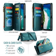 For Samsung Galaxy A16 5G CaseMe C36 Card Slots Zipper Wallet RFID Anti-theft Leather Phone Case(Blue)