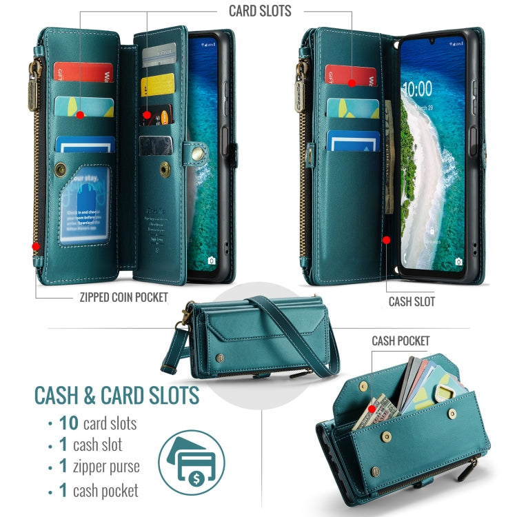 For Samsung Galaxy A16 5G CaseMe C36 Card Slots Zipper Wallet RFID Anti-theft Leather Phone Case(Blue)