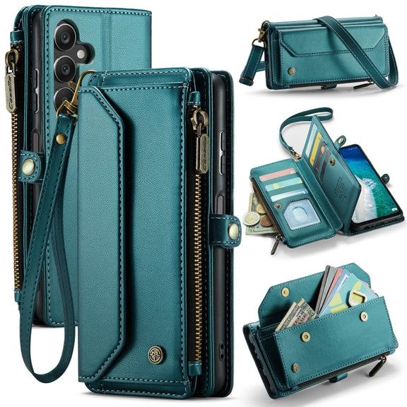 For Samsung Galaxy A16 5G CaseMe C36 Card Slots Zipper Wallet RFID Anti-theft Leather Phone Case(Blue)